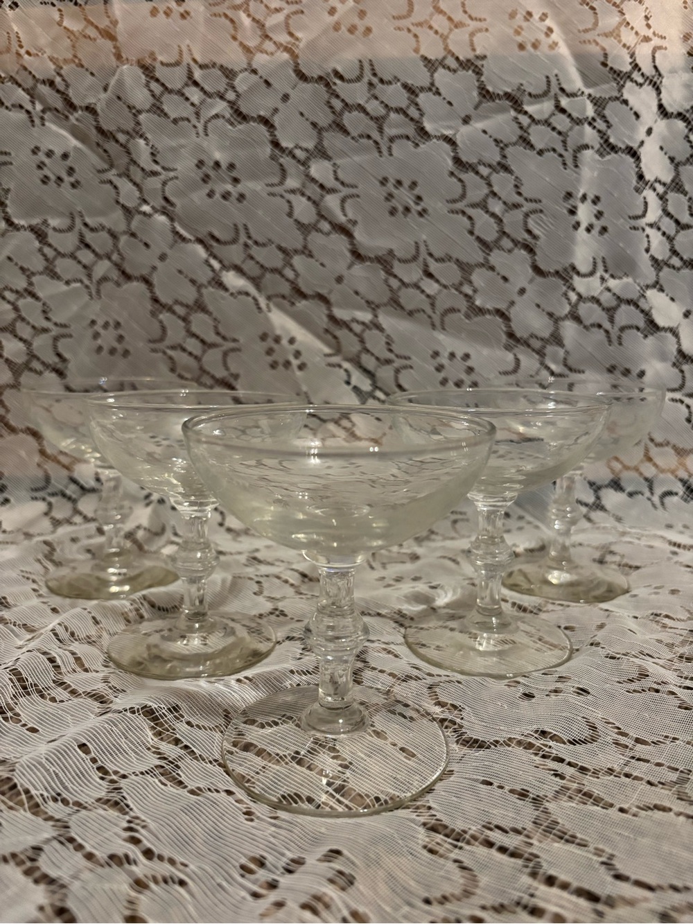Set of 5 Vintage Champagne Glasses